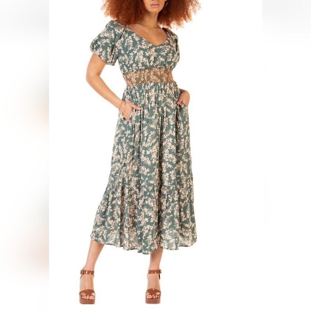 Floral Green Maxi Dress Dex Dia Black Tape 3X‎